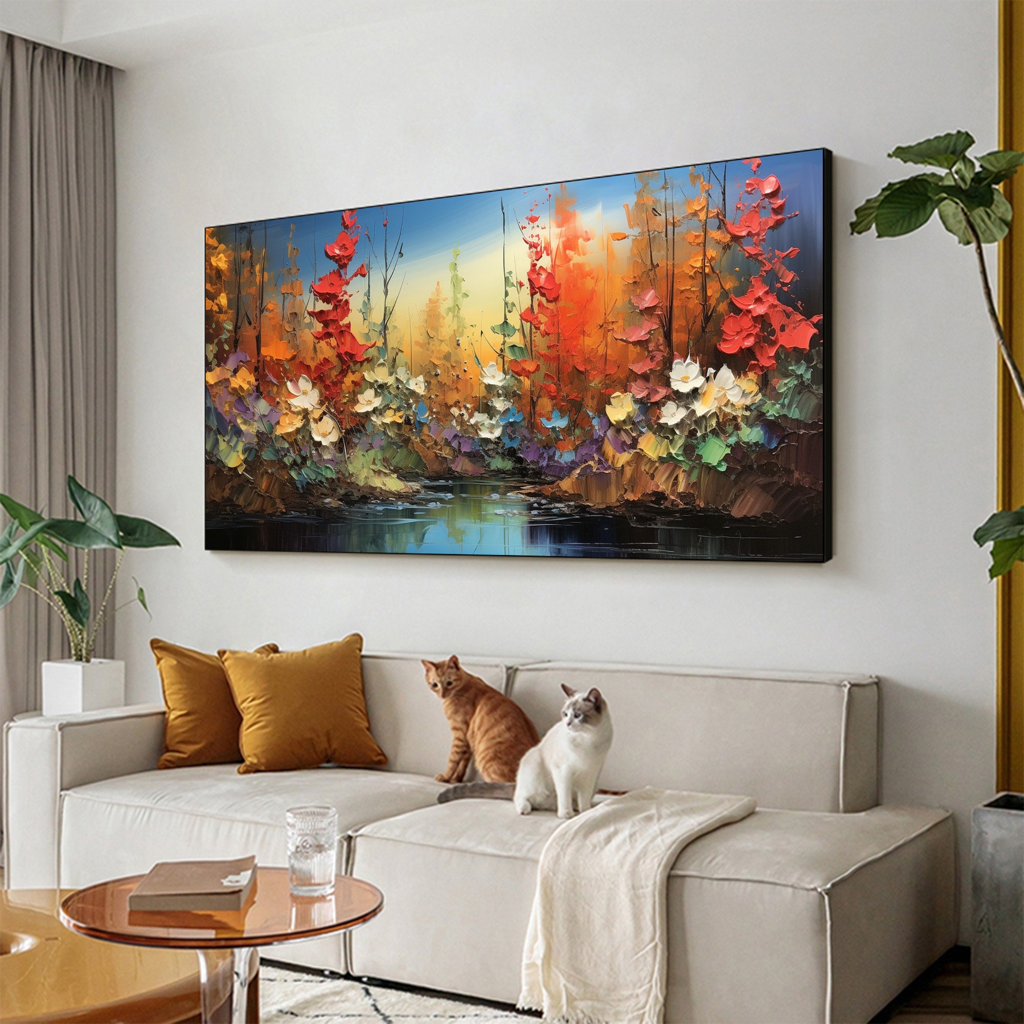 Original Nature Landscape Oil Painting on Canvas, Large Wall Art ...