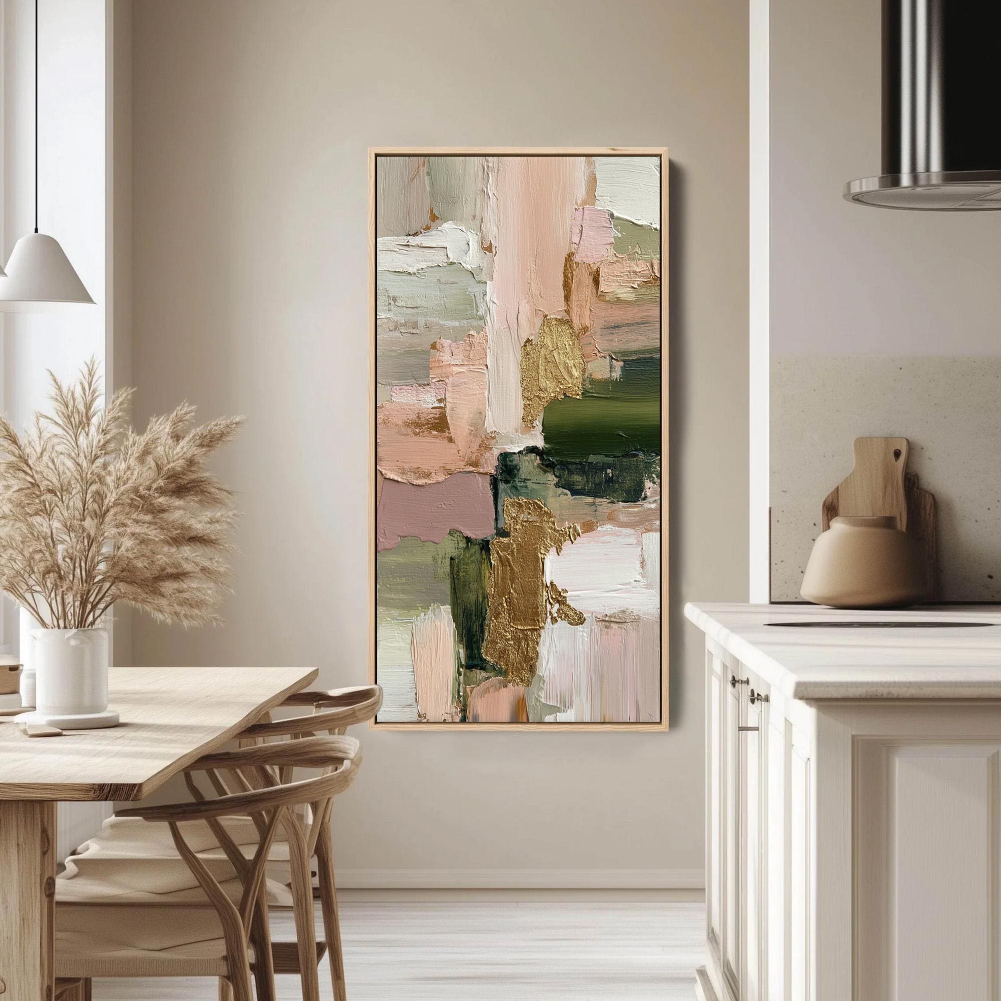 Large Gold Leaf Abstract Painting, Original Textured Wall Art, Pink and ...