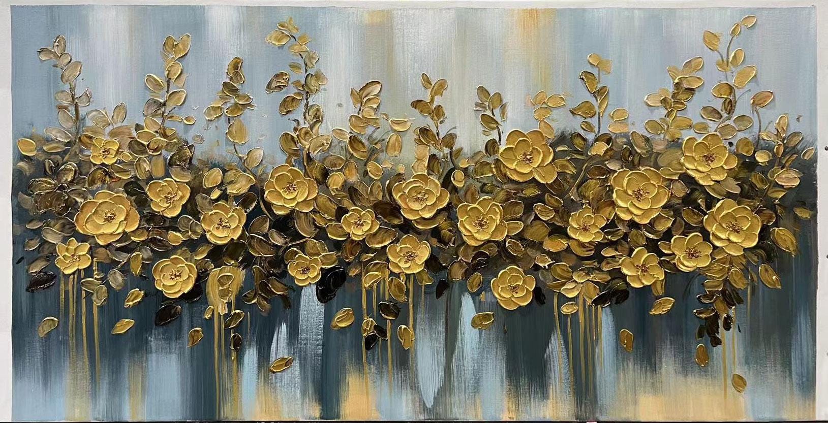 Large Abstract Rose Flower Oil Painting on Canvas Wall Art, Original ...