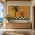 Original Surfer Oil Painting, Tropical Beach Wall Art, Palm Tree Coastal Canvas, Vintage Surf Art Decor product logo
