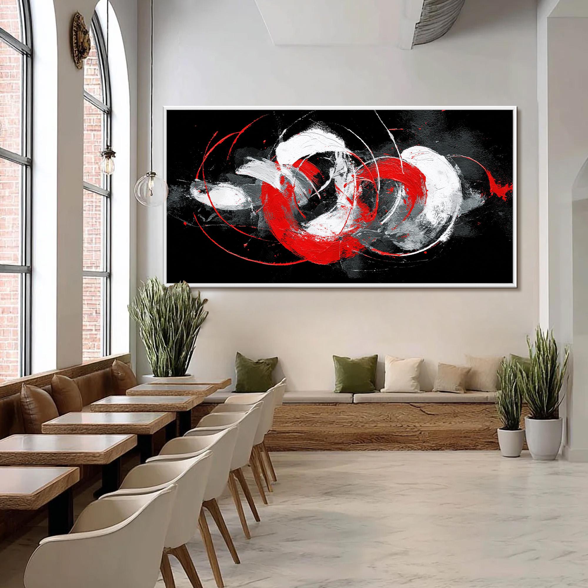 Red and Black Abstract Painting, Large Modern Wall Art, Minimalist ...