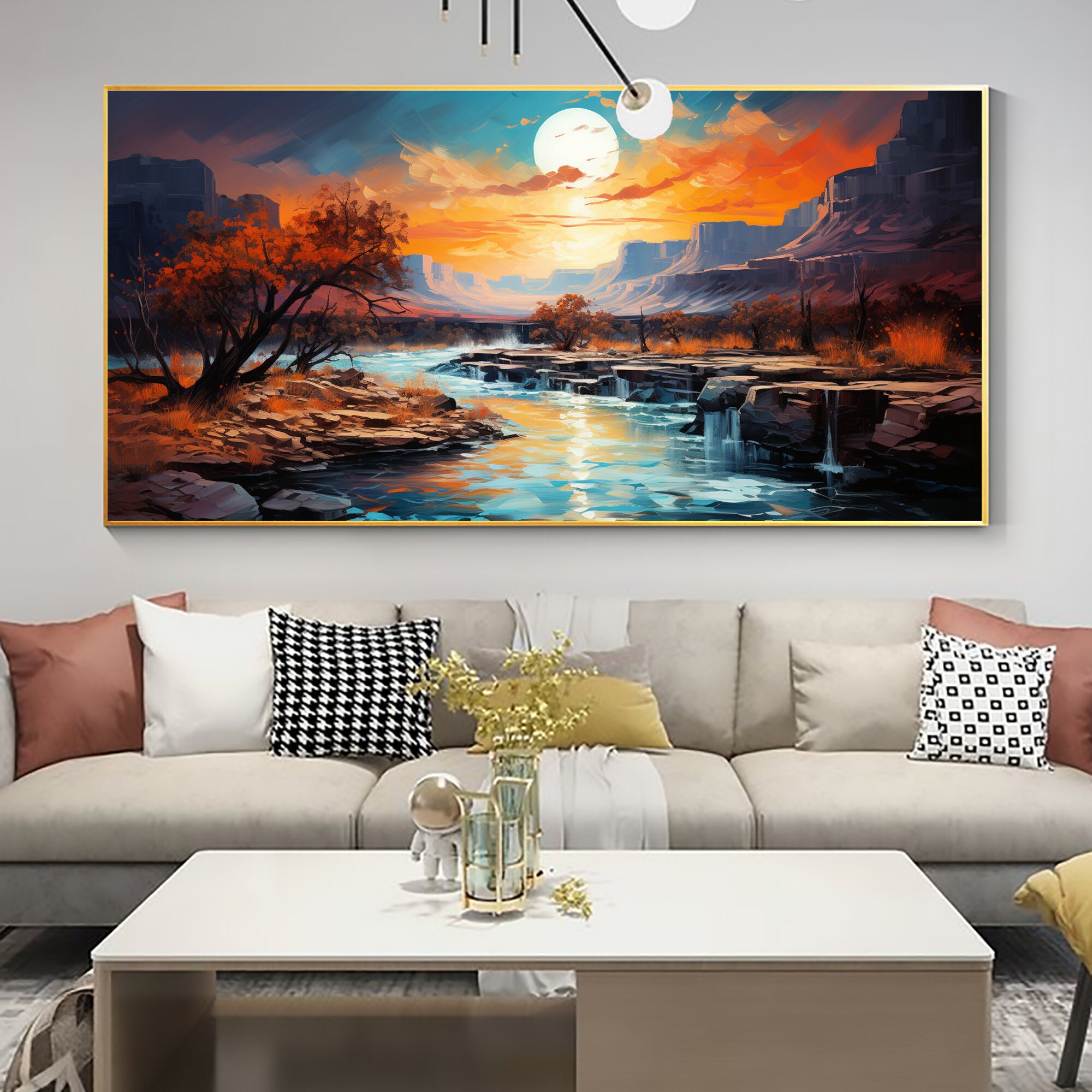 Abstract River Landscape Oil Painting on Canvas Large Wall - Etsy