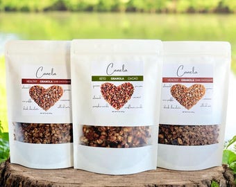 Granola artesanal (3 bolsas) Variedad: Chocolate negro y cacao keto