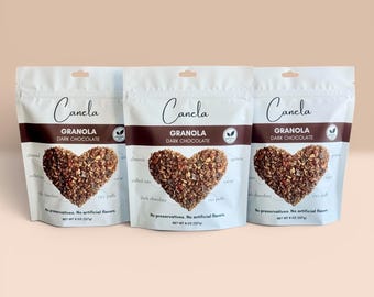 3 bags of Dark Chocolate granola, handmade, healthy, organic, no preservatives, no artificial flavor.