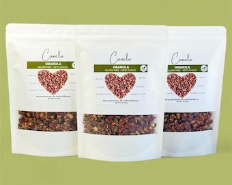 3 bolsas de granola keto, hecha a mano, saludable, vegana y sin gluten. Sabores: Cacao