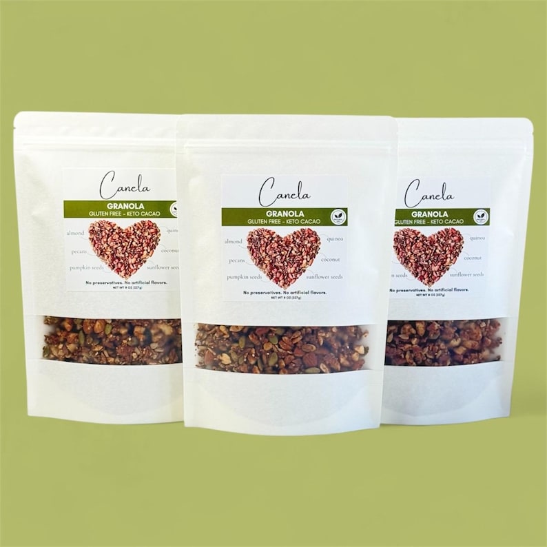 3 Bags of Keto granola, handmade, healthy, vegan, gluten free. Flavors: Cacao Bild 1