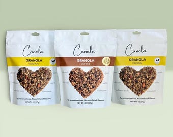 3 Bags of granola, handmade, healthy, vegan, organic,  Flavors: 2 Original and 1 Coffee.