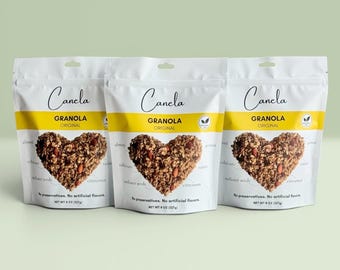 3 bags of Original granola, handmade, healthy, vegan, organic, no preservatives, no artificial flavor.