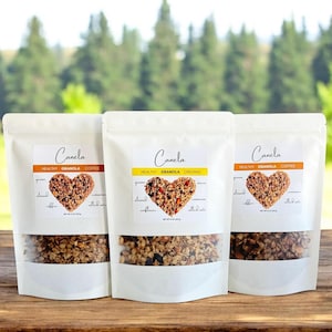 3 Bags of granola, handmade, healthy, vegan, organic,  Flavors: 2 Coffee and 1 Original.