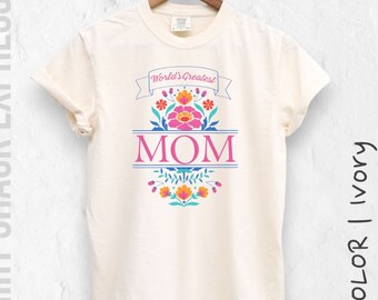 Comfort Colors College Block Mom Short Sleeve tee vintage tshirt, unisex vintage pigment dyed, Mothers Day Oversized Tee