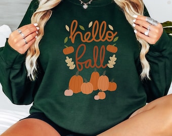 Hello Fall Pumpkin Sweatshirt, Cozy Autumn Vibes Sweater, Pumpkin Spice Shirt & Thanksgiving Apparel for a Comfy Season