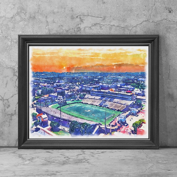 Finley Stadium Art Print Poster, Chattanooga Tennessee Football Fan Team Watercolor, Stadium Art Gifts