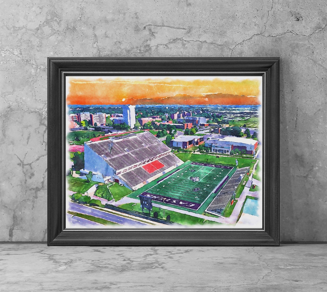 Roy Kidd Stadium Art Print Poster, Richmond Kentucky Football Fan Team Watercolor, Stadium Art