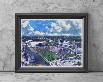 Bill Snyder Family Football Stadium Art Print Poster, Kansas Football Fan Team Watercolor Art Decor, Stadium Art Decoration Gifts