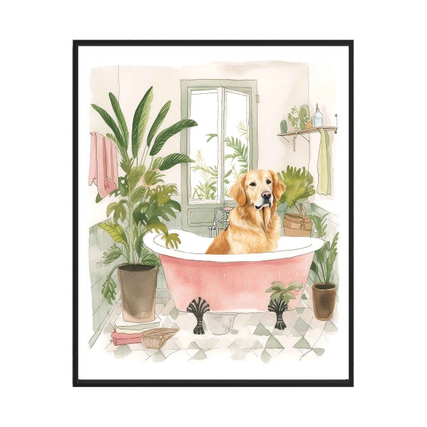 Golden Retriever Bathroom Wall Art Etsy