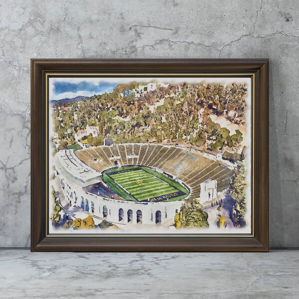 California Memorial Stadium Art Print Poster, Berkeley, California Football Fan Team Watercolor, Stadium Art Gifts