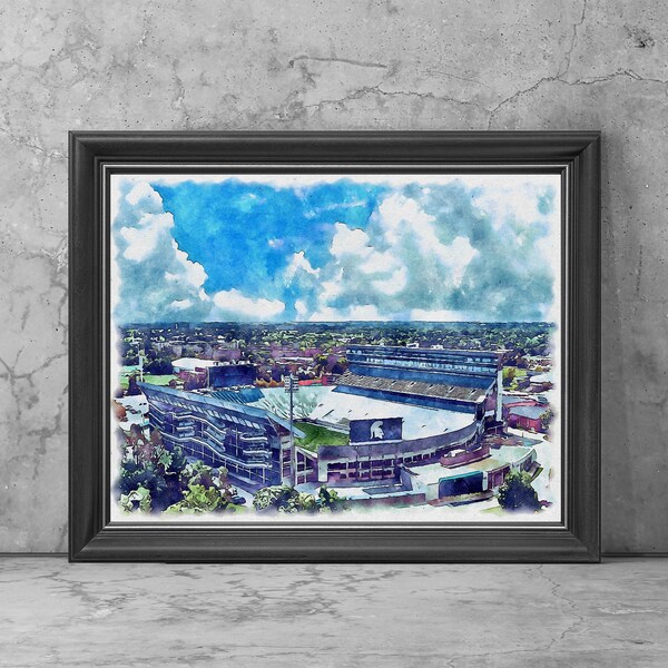 Affiche d’impression d’art du stade Spartan, aquarelle de l’équipe de fans de football d’East Lansing Michigan, cadeaux d’art de stade