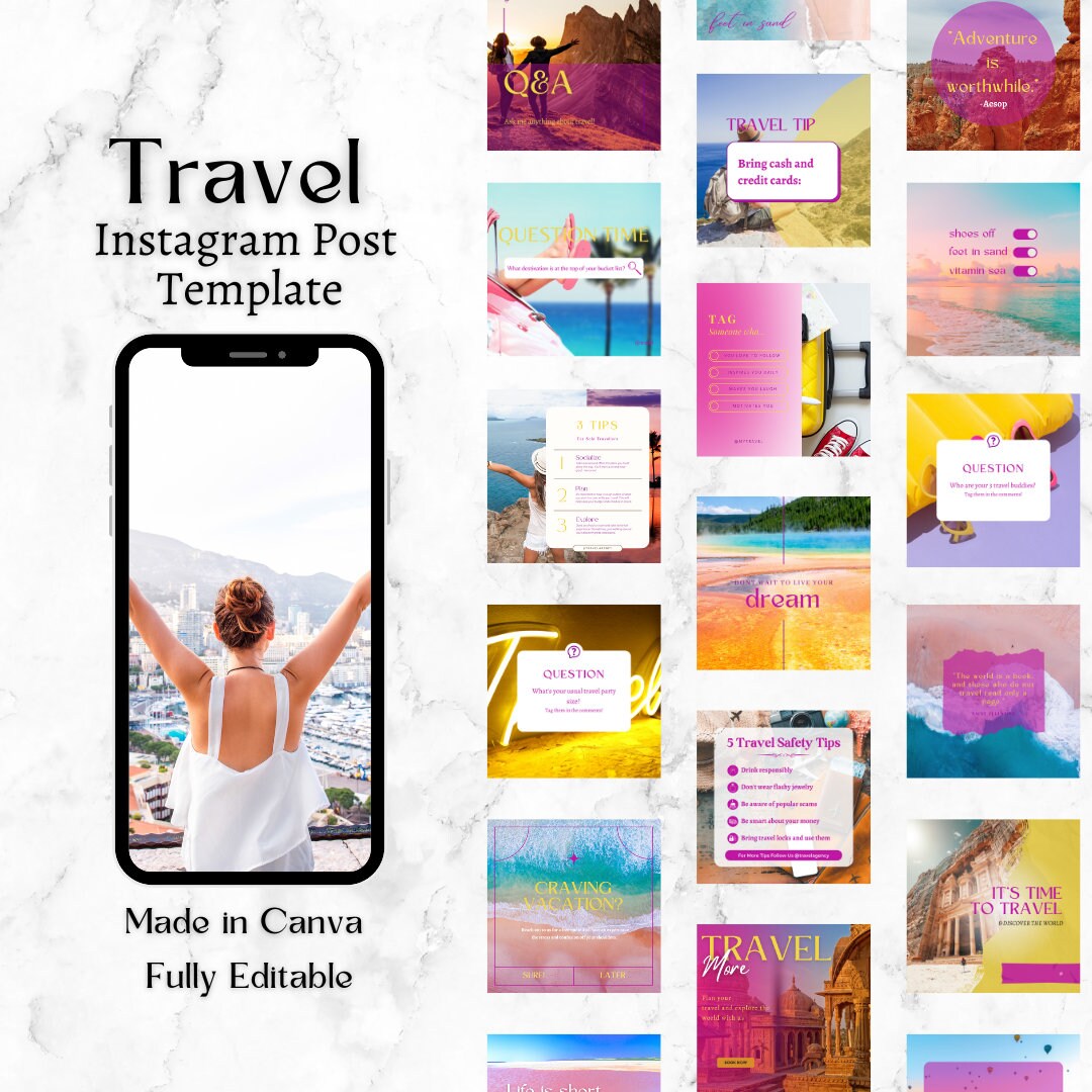 Travel Instagram Post Templates | Instagram Canva Templates | Travel ...
