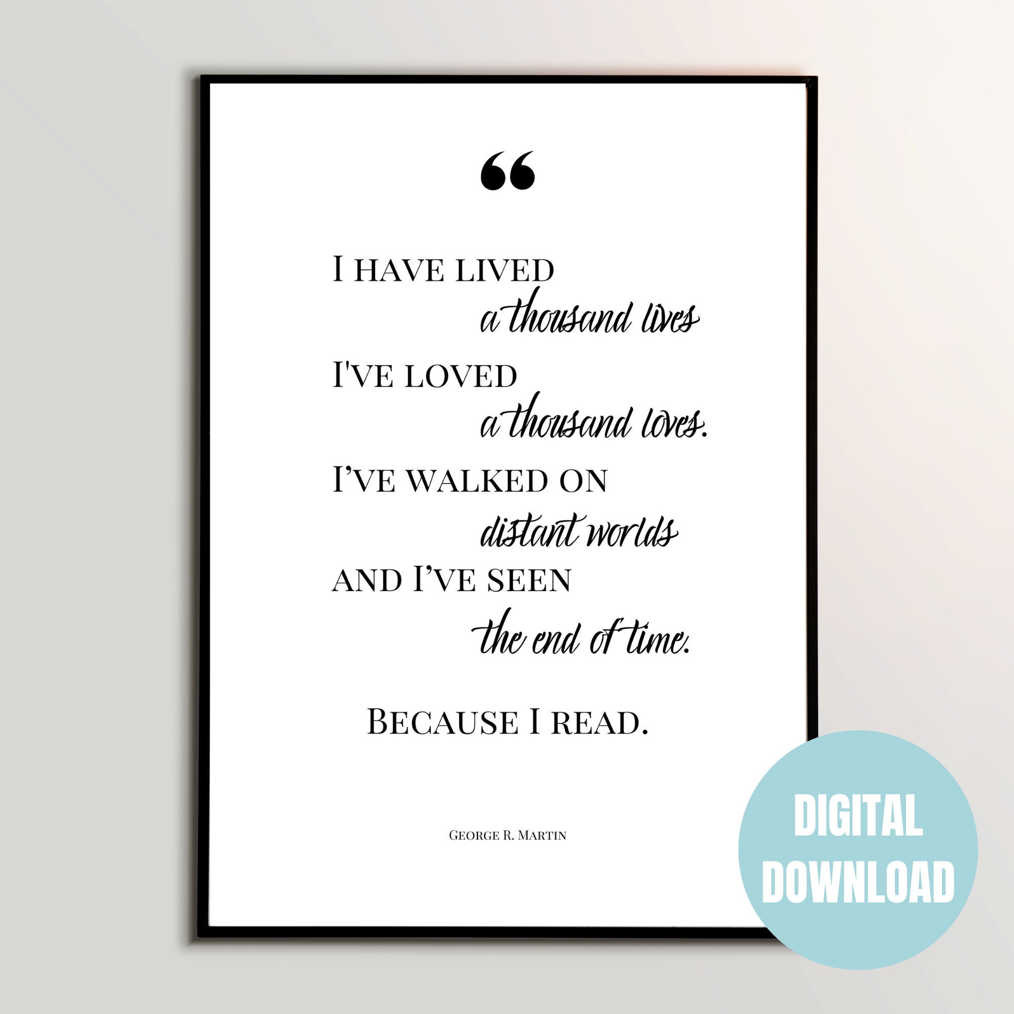 Because I Read Quote DIGITAL Printable Wall Art | Readers, Book Lover ...