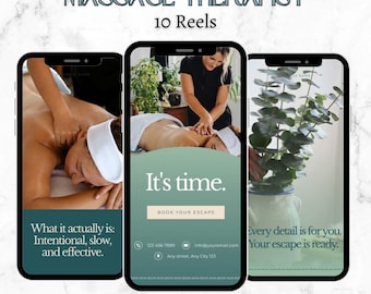 10 Instagram-rollen voor massagetherapeuten | Canva-bewerkbare haspelsjablonen | Done-for-you-content voor massage | Contentpakket voor sociale media