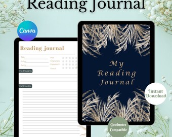 Digital Reading Journal, Book Review & Library Tracker voor Goodnotes, Digital Reading Log, Digital Bookshelf, Reading Planner voor iPad