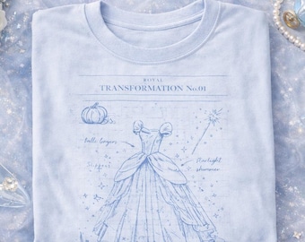 Shirt koninklijke transformatie blauwdruk Assepoester – ontwerp Disney-prinsesjurk – Fairytale Storybook Aesthetic T-shirt – cadeau fantasieliefhebber