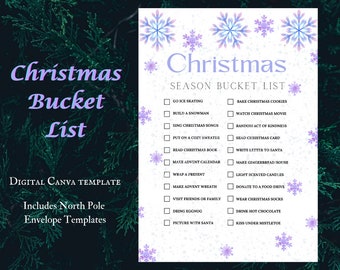 Kerstbucketlist, winteractiviteitenlijst | Mooie sneeuwvlok kerstlijst PDF | Activiteitenlijst voor het kerstactiviteitenseizoen