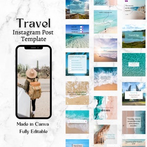Travel Instagram Templates | Travel Agent Instagram Post | Travel Blogger Templates | Travel Influencer Instagram | 50 Travel Post Templates