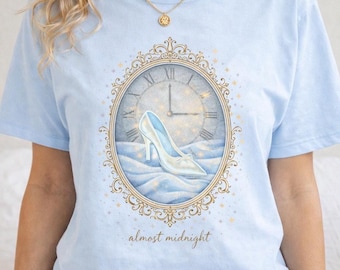 Bijna middernacht Disney-shirt prinses Assepoester | Esthetisch T-shirt glazen pantoffel | Op prinsessen geïnspireerde top