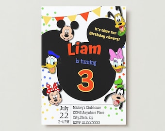 Mickey Mouse, Donald Invitation Editable Birthday Invitation Mickey Printable Invitation Boys Mickey's Clubhouse, Mickey Characters birthday