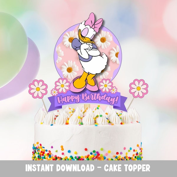 Daisy Cake Topper Digital Download, DIY Cake Topper Daisy Duck, Cake Topper 1st Birthday, Birthday Cake Topper for kids birthday