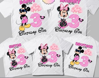Family Birthday Shirts Minnie PNG, 3rd Family Bundle Pack Iron On, Minnie 3rd, Minnie Sublimation png