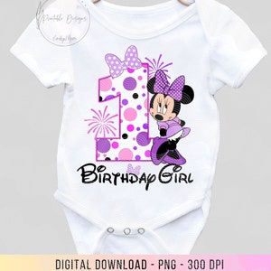 Primer cumpleaños de Minnie Mouse PNG, primer cumpleaños de Minnie Mouse, cumpleaños de Minnie para el primer cumpleaños, cumpleaños de Minnie por sublimación, primer cumpleaños de Minnie lavanda png
