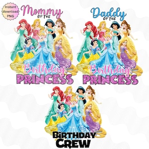Prinzessin Birthday Crew Shirt, Familie Geburtstagskind, Mama des Geburtstagskindes, Geburtstagscrew Shirt Prinzessin Theme, Prinzessin Geburtstag png