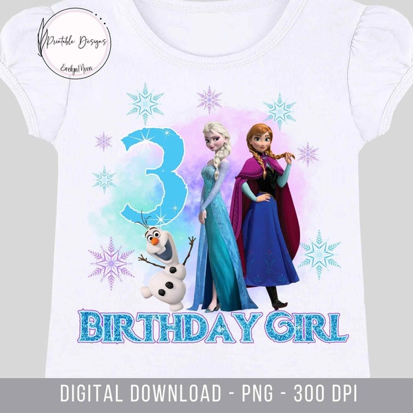 Frozen 3rd Birthday Iron On, Frozen PNG, 3rd Birthday Shirt PNG, Magic Kingdom Princess iron On, Happy Birthday Png, Happy Birthday Iron On