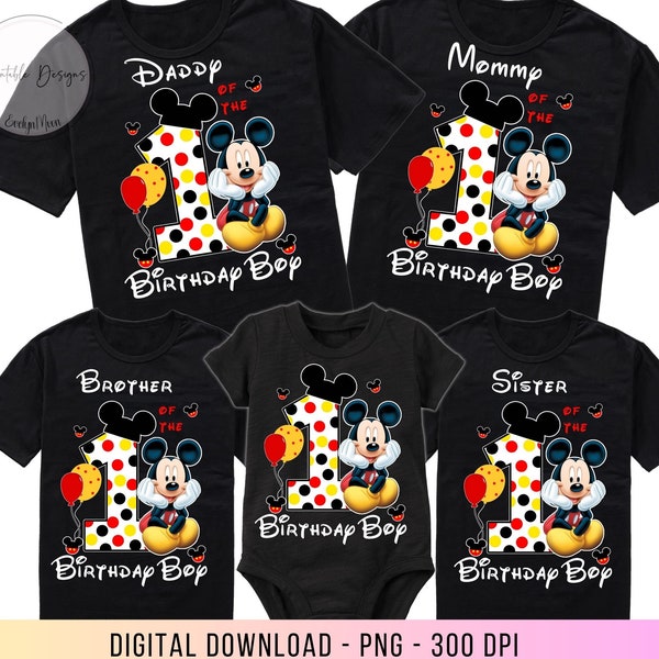 1st Birthday Mickey PNG, Birthday Family Shirts Mickey, Iron On Heat Transfer Mickey 1st, Mommy of the Birthday Boy Mickey mouse, 1st Mickey