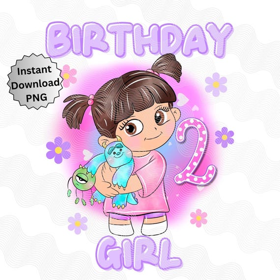 Boo Monsters Inc 2nd Birthday PNG, Monster Inc Birthday Girl, Iron on  Birthday Image for DTF Sublimation - Etsy
