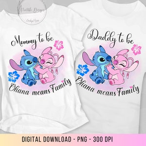 Anuncio de embarazo Puntada y ángel, camisa de revelación de género, Ohana significa anuncio de embarazo familiar, mamá única para ser anuncio