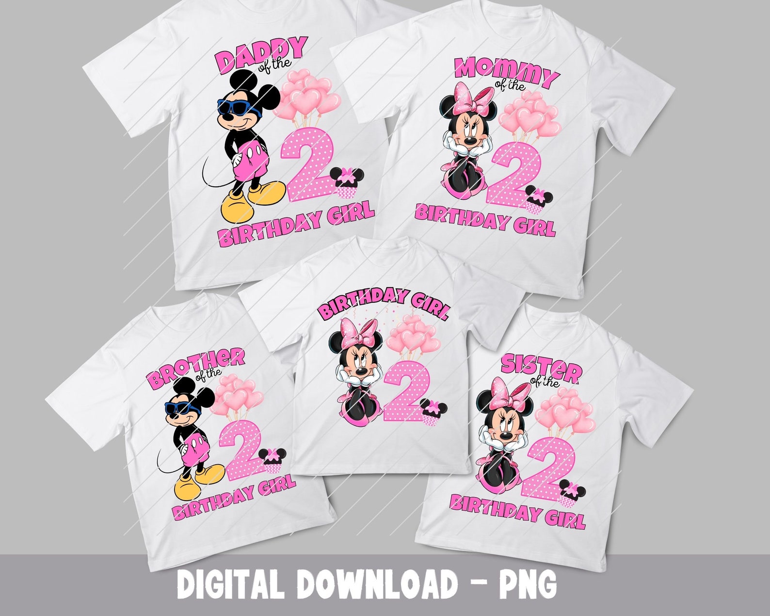 2nd Birthday Family Shirts Minnie PNG 2nd Family Bundle Pack Etsy