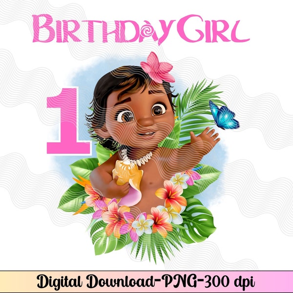 Baby Moana 1st Birthday PNG, 1st Birthday Girl Moana, 1st Birthday Sublimation Moana, Baby Moana 1st png, 1st birthday Princess iron on png