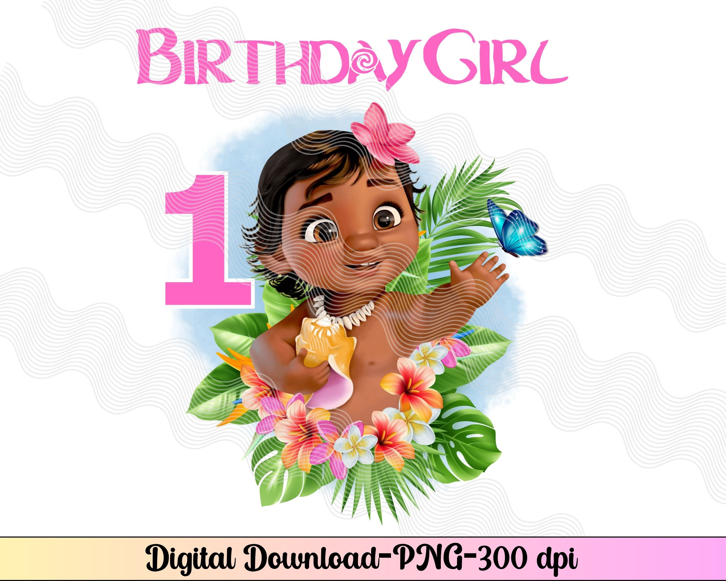 Baby Moana 1st Birthday PNG 1st Birthday Girl Moana 1st - Etsy