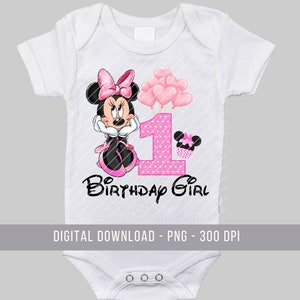 1er anniversaire de Minnie Mouse PNG, 1er anniversaire de souris, Minnie Birthday 1, anniversaire de sublimation Minnie, anniversaire Png, 1er anniversaire Png