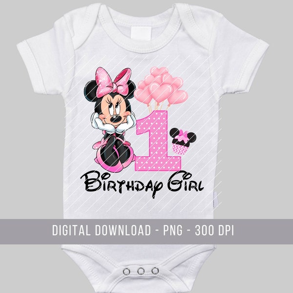 1st Birthday Minnie Mouse PNG, 1st Birthday Mouse, Minnie Birthday 1, Minnie Sublimation Birthday, Birthday Png, 1st Birthday Png