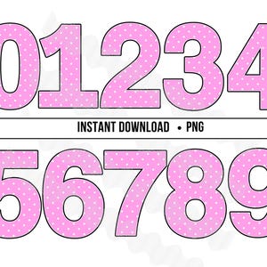 Rosa Geburtstagszahlen PNG Minnie Maus Geburtstag Zahl Sublimation Polka dot Clip art 0-9 Clipart Rosa Gekritzelzahlen Minnie