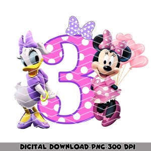 Chemise pour 3e anniversaire PNG, Repassage Minnie et Daisy, Joyeux anniversaire PNG, Repassage joyeux anniversaire, 3e anniversaire de princesse png, 3e anniversaire png