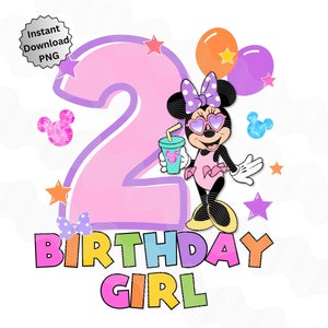 2. urodziny Summer Minnie Birthday PNG, Pool Party Mouse, 2. urodziny obraz do prasowania, Birthday Girl Png, Sublimacja na 2. urodziny