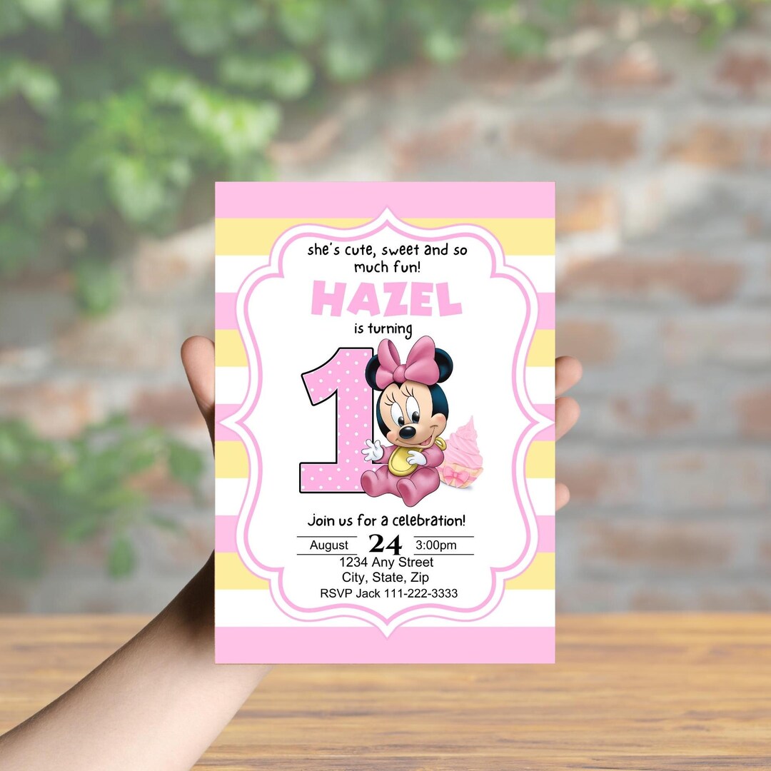 Baby Minnie Birthday Invitation, Girls Birthday Invitation, Printable ...