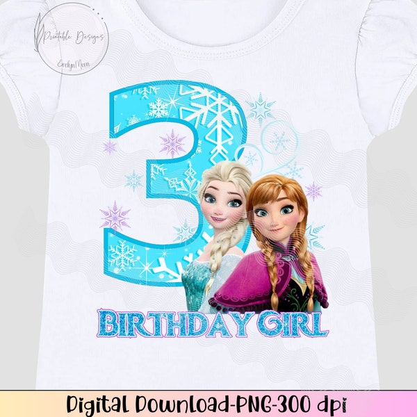 Frozen 3rd Birthday Png, Iron On 3rd Birthday, Magic Kingdom Birthday Princess iron On, 3rd Birthday png, Happy Birthday Iron On Frozen 3