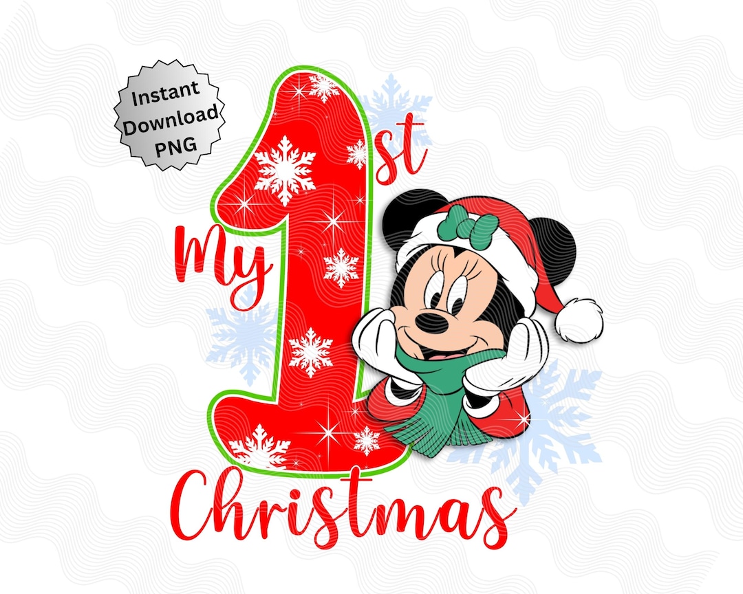 1st Christmas Minnie Png Baby's First Christmas 1st Iron on Birthday ...