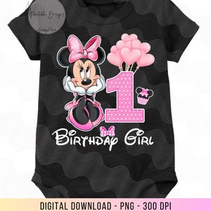 Primer cumpleaños Minnie Mouse PNG, Primer cumpleaños Mouse, Cumpleaños de Minnie 1, Cumpleaños de sublimación de Minnie, Cumpleaños Png, Primer cumpleaños Png